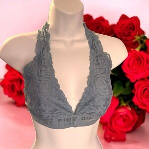 Victoria's Secret PINK Grayish Blue Lace Bralette T-Back Size 24" Bust